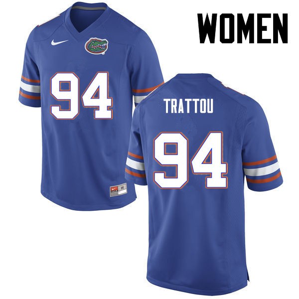 Florida Gators Women #94 Justin Trattou College Football Blue